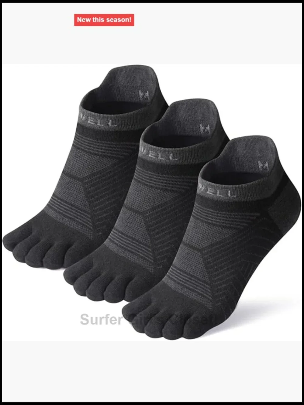 COOLMAX Five Finger Toe Socks No Show Athletic Performance 3 Pairs
